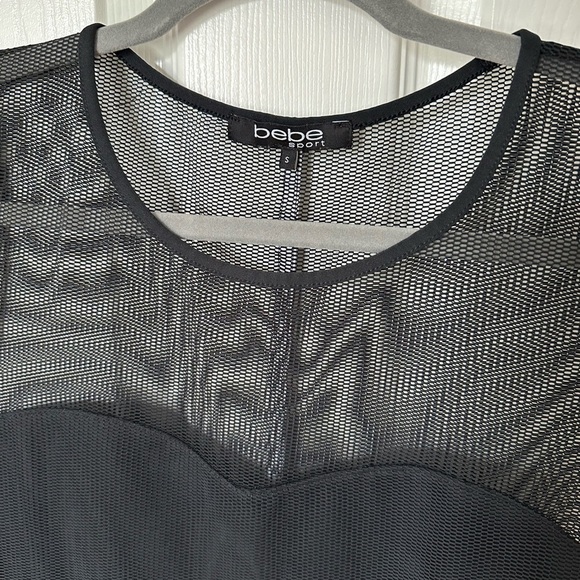 Bebe Black Sheer Cap Sleeve Blouse - Picture 2 of 5